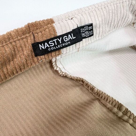 Nasty Gal Shirt Dress Womens 18 Button Up Corduroy Color Block patchwork fall - Picture 2 of 11